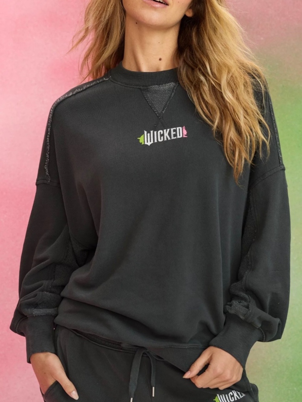 Aerie Wicked Sweatshirt Smoked Gray/Soft Black M